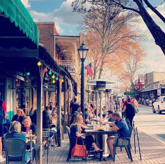 Historic Canton Street dining district in Roswell, Georgia
